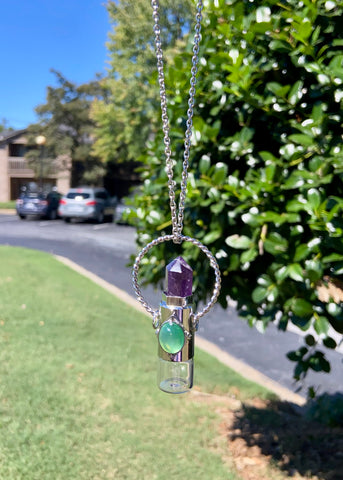 Amethyst Fragrance Bottle Necklace