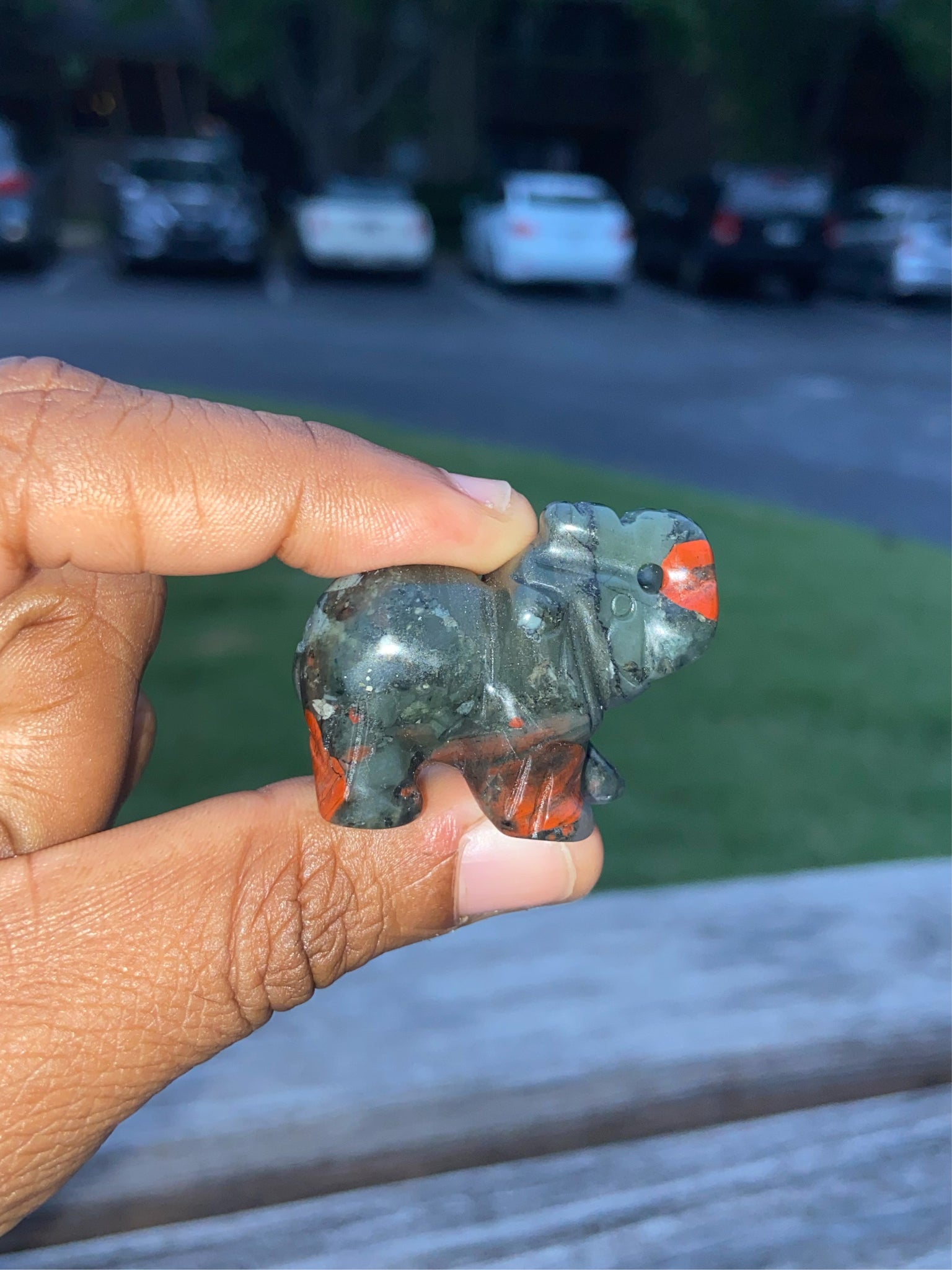 Mini African Bloodstone Elephant