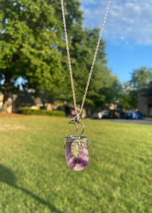 Amethyst & Labradorite Moon Pendant